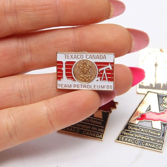 Vintage Texaco Esso Enamelled Pins Olympic Arts 1979 1988 Gold Games Retro x 5 - Picture 6 of 7